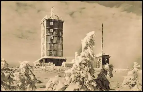 Ansichtskarte Ilsenburg (Harz) Wetterwarte (Brocken) im Winter 1960