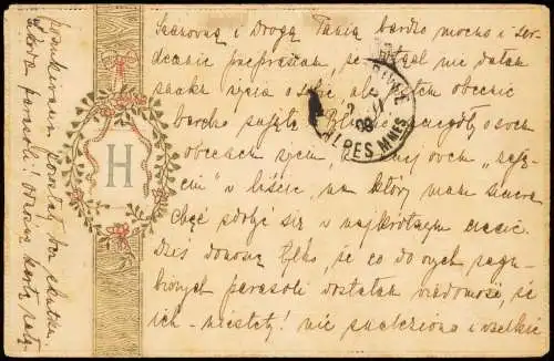 Ansichtskarte  Künstlerkarte Holzimitation H 1909  gel. Stempel Posen