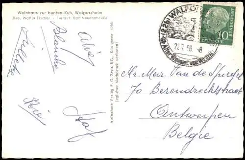 Ahrweiler-Bad Neuenahr-Ahrweiler Weinhaus zur bunten Kuh Walporzheim 1958