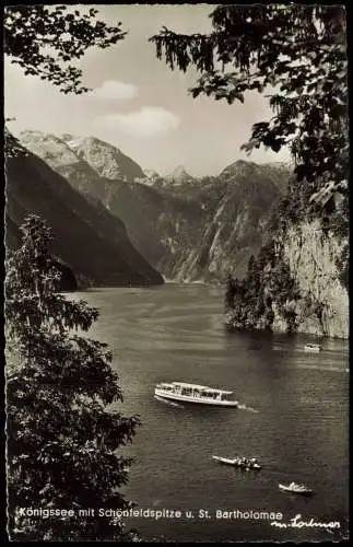 St. Bartholomä Schönau Königssee mit Schönfeldspitze u. St. Bartholomae 1955