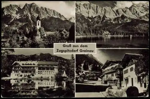 Grainau Gruß aus dem Zugspitzdorf (Mehrbild-AK 4 Ortsansichten) 1961