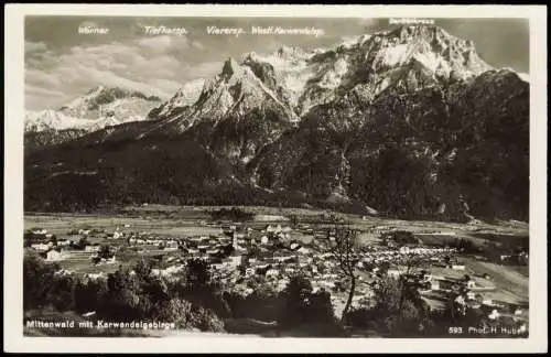 Ansichtskarte Mittenwald Panorama-Ansicht mit Karwendelgebirge 1960