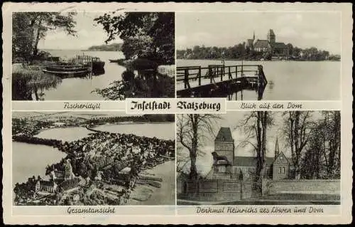 Ansichtskarte Ratzeburg Luftbild, Fischeridyll, Dom 1963