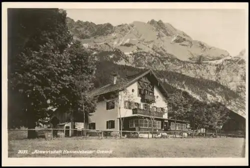 Ansichtskarte Garmisch-Partenkirchen Almwirtschaft Hanneslebauer Graseck 1931