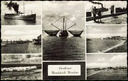 Norddeich-Norden Gruß aus Norddeich Nordsee Mehrbildkarte mit Schiffen 1950