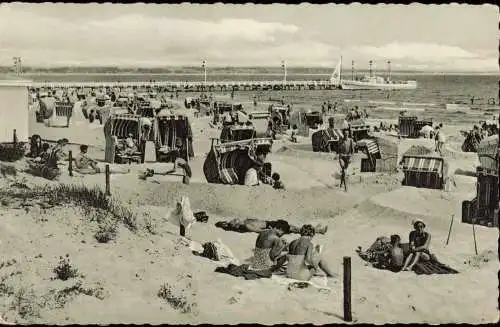 Ansichtskarte Scharbeutz Ostseebad Strand und Neue Liebe 1955