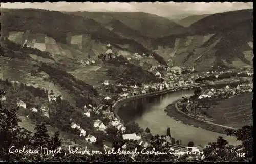 Cochem Kochem Panorama-Ansicht Mosel Blick von Sehl mit Burg 1960