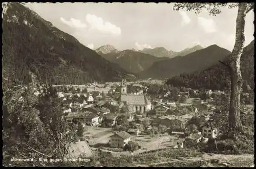 Ansichtskarte Mittenwald Panorama-Ansicht Blick gegen Tiroler Berge 1958