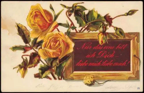 Ansichtskarte  Liebe Love Rosen Liebe mich! Künstlerkarte 1902