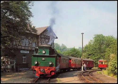 Eisenbahn Railway Selketalbahn   Schmalspurbahn  Harz  in Bhf. Mägdesprung 1993