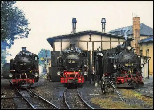 Ansichtskarte  Dampflokomotiven Baureihe 99 am Bahnhof Zittau 2003