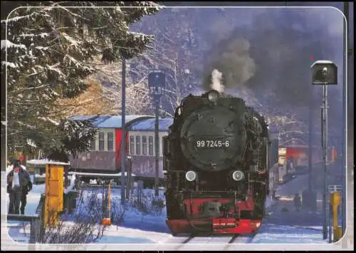 Neubaudampflok 99 7245 Einfahrt  Bahnhof Drei Annen Hohne aus Wernigerode 1990