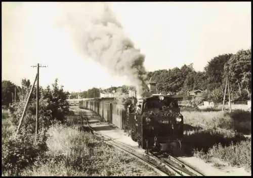 Dampflokomotive Schmalspurbahn Putbus-Göhren Personenzug Ausfahrt Putbus 1985