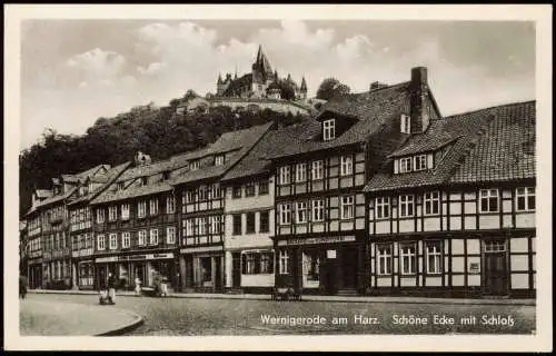 Ansichtskarte Wernigerode Schöne Ecke mit Schloss zur DDR-Zeit 1959