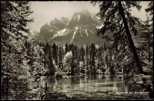 Ansichtskarte Grainau Badersee mit Waxenstein in Bayern 1955
