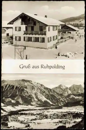 Ansichtskarte Ruhpolding Gruß aus Ruhpolding mit 2 Ortsansichten 1957