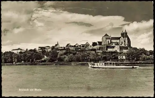 Ansichtskarte Breisach (Rhein) Panorama-Ansicht, Rhein-Schiff 1950