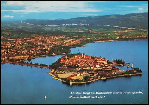 Lindau (Bodensee) Luftbild mit deutsch-österreichischer Grenze 1986