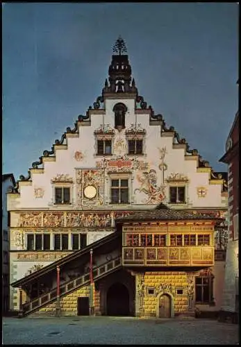 Ansichtskarte Lindau (Bodensee) Historisches Rathaus, 15. Jh. bei Nacht 1981