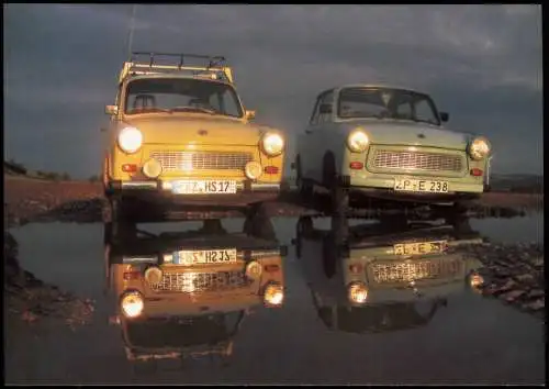 Ansichtskarte  Trabant 601 Limousine bei Geländeausfahrt 2011