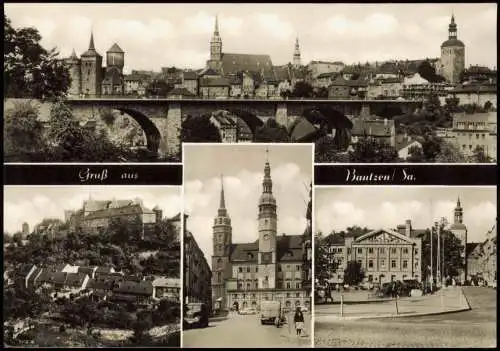 Bautzen Budyšin DDR Mehrbildkarte u.a. Theater, Blick z. Ortenburg uvm. 1968