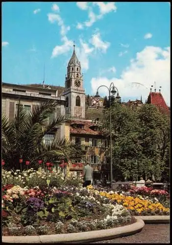 Meran Merano Kurpromenade gegen Pfarrkirche und Küchelberg 1966