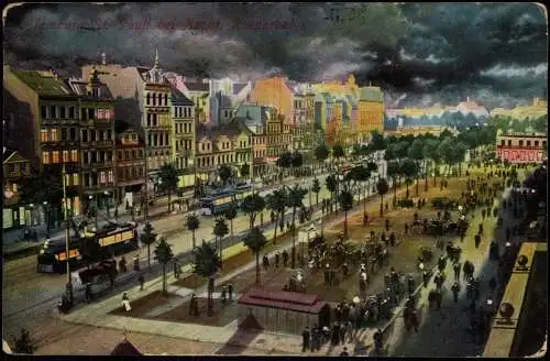 Ansichtskarte St. Pauli-Hamburg Reeperbahn bei Nacht Stimmungsbild 1911