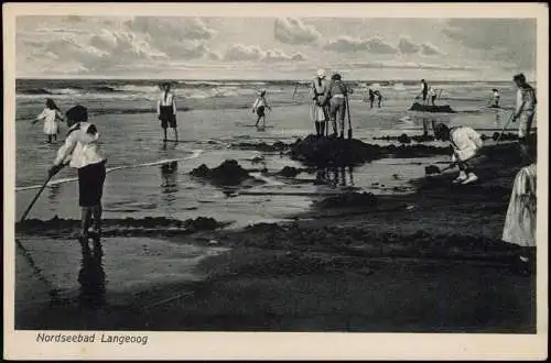 Ansichtskarte Langeoog spielende Kinder am Strand 1918