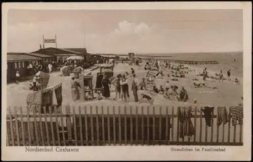 Ansichtskarte Cuxhaven Strandleben Restaurant Familienbad 1914