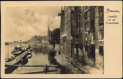 Ansichtskarte Bremen Weserbild an der Kaiserbrücke - Dampfer Fotokarte 1932