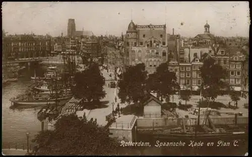 Postkaart Rotterdam Rotterdam Spaansche Kade en Plan C. 1925