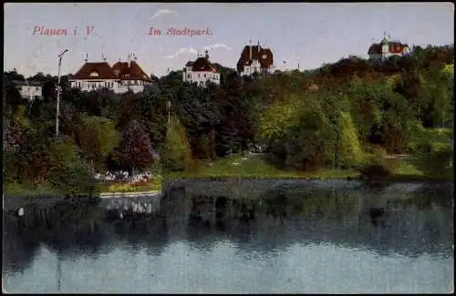 Ansichtskarte Plauen (Vogtland) Im Stadtpark - Villen 1919