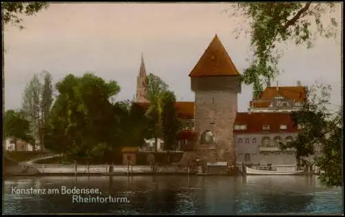 Ansichtskarte Konstanz Rheintor Rheintor-Turm Color Fotokarte 1926