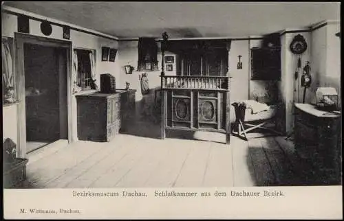 Ansichtskarte Dachau Bezirksmuseum. Schlafkammer 1912