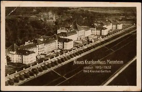 Ansichtskarte Mannheim Luftbild Neues Krankenhaus 1924