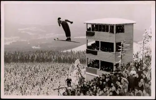 Ansichtskarte Braunlage Wurmbergschanze Skispringer im Winter Harz 1930