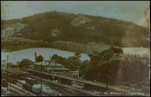 Ansichtskarte Löbau Bahnhof u. Löbauer Berg Fotokarte 1928