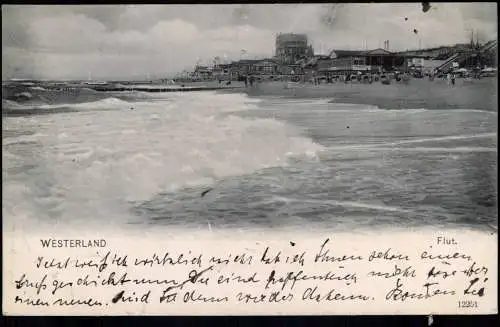 Ansichtskarte Westerland-Sylt Strand Hotel bei Flut 1909