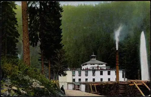 Lichtenberg (Oberfranken) Höllental. Wiedes Fabrik mit Fontäne. 1909