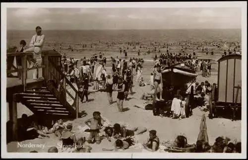 Ansichtskarte Norderney Strandleben Kabinenwagen - Fotokarte 1930