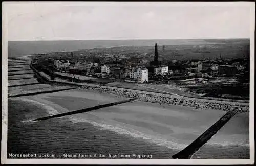 Borkum Luftbild Nordsee Gesamtansicht der Insel vom Flugzeug 1937