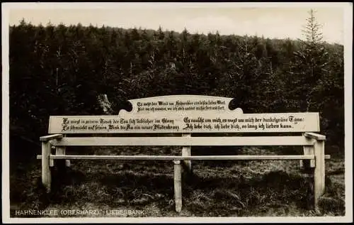 Ansichtskarte Hahnenklee-Bockswiese-Goslar Liebesbank 1934