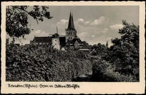 Ansichtskarte Xanten Windmühle Weinreben und Kirche 1938