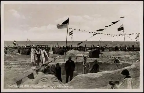 Rüstringen-Wilhelmshaven Strandleben am Nordstrand - Fotokarte 1930