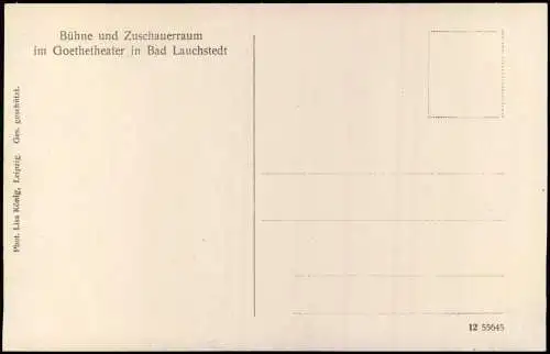 Ansichtskarte Bad Lauchstädt Bühne und Zuschauerraum im Goethetheater 1916