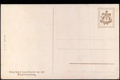 Wangerooge Leuchtturm Roter Sand - Künstlerkarte Dampfer Stimmungsbild 1913