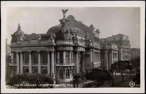 Postcard Rio de Janeiro THEATRO MUNICIPAL, Straße Fotokarte 1930  Basil Brasil