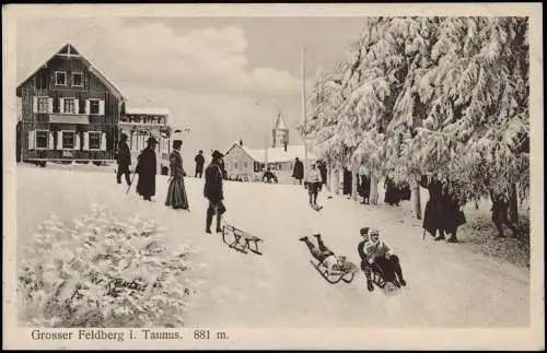 Schmitten (Hochtaunus) Großer Feldberg Hütte Rodler Winter 1916