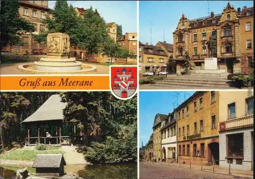 Meerane Weberbrunnen, Ernst-Thälmann-Platz, Im Stadtpark, August-Bebel-Straße 1988