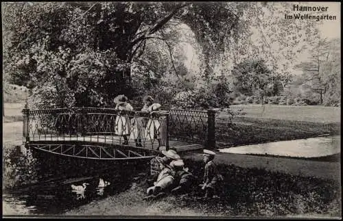 Ansichtskarte Hannover Im Welfengarten Kinder Brücke 1908